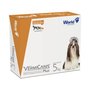 Vermicanis Plus World 400mg  para Cães até  5Kg  com 4 Comprimidos