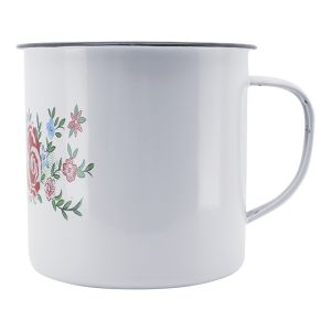 CANECA ESMALTADA 06 BRANCA DECORADA YANGZI