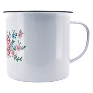CANECA ESMALTADA 10 BRANCA DECORADA YANGZI