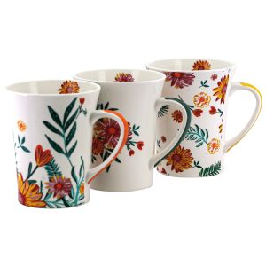 CANECA PORCELANA FLOR 340ML YANGZI