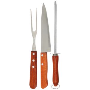CONJUNTO P/CHURRASCO INOX 3PC PREMIUM WOOD YANGZI