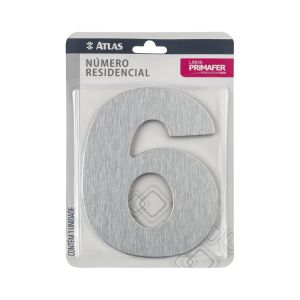 Número Residencial 6 ACM Prata Escovado Atlas