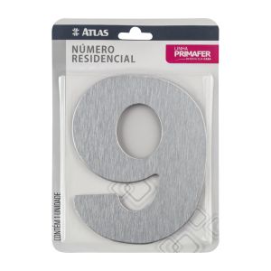 Número Residencial 9 ACM Prata Escovado Atlas