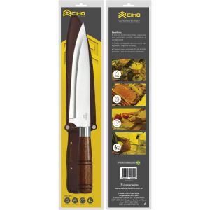 Faca Inox Cb Madeira 9" C/Bainha Cimo