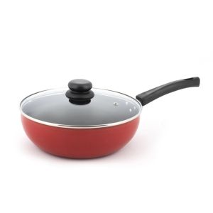 Frigideira Wok Vermelha N24 Mr Cook com Tampa de Vidro GMT