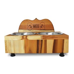 COMEDOURO E BEBEDOURO MADEIRA P/CAES 1,5L ARTE CHURRASCO
