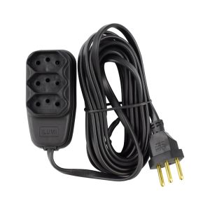 Extensão Cabo PP 3 Vias 10A 2P+T 4,5m Preta Ilumi