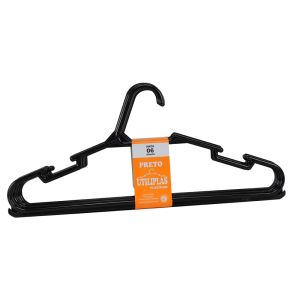 Cabide Plástico G Preto Utiliplas