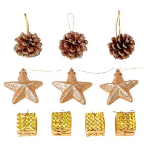 Enfeite Natal Glíter Dourado Sortido Yangzi 10 peças