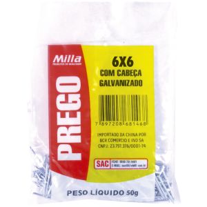 Prego Galvanizado 06x06 50g C/Cabeça Milla