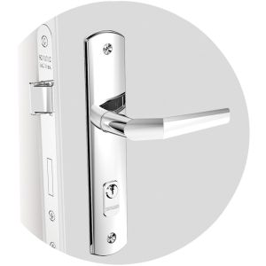 Fechadura Externa Soprano Popline Alavanca em Aço Inox Cromado