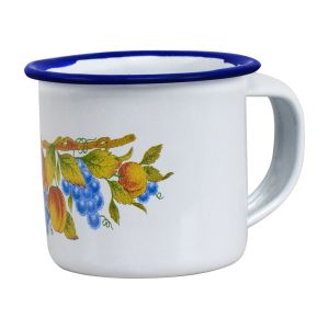 Caneca Esmaltada Branca Decorada Milla Tamanhos Variados