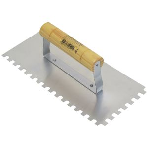 Desempenadeira Aço Dentada 12x25,5cm C/Cabo Madeira Compel